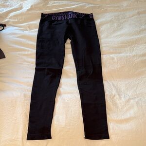 Gymshark Black Fit Leggings with Purple Waistband